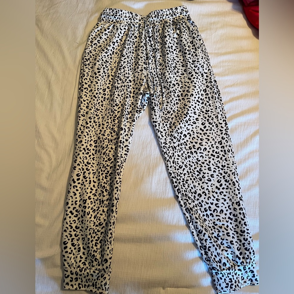 Black and white cheetah print joggers